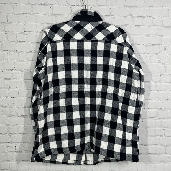Torrid Coat Plus Women 1X Check Black White Chore Utility Jacket Cotton Shacket - Picture 2 of 13